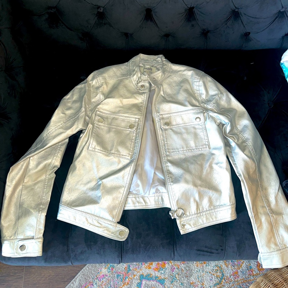Charlotte Russe silver metallic jacket, size small